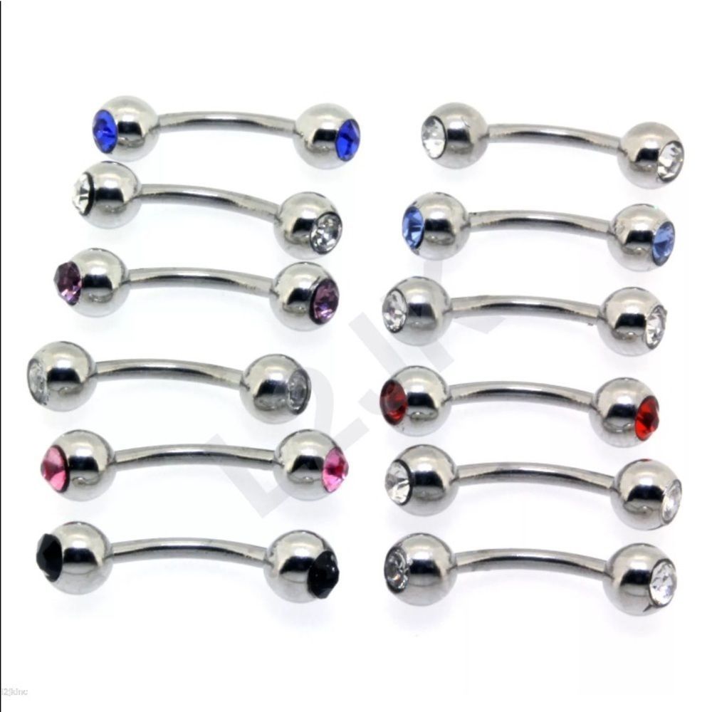 12 Pc Set  Eyebrow Tragus Ear Piercing Bar Rings